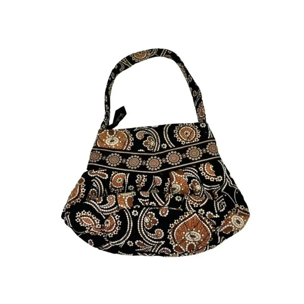 Vera Bradley Womens Shoulder Bag in Cafe Caffe Latte Brown Black Hannah Style